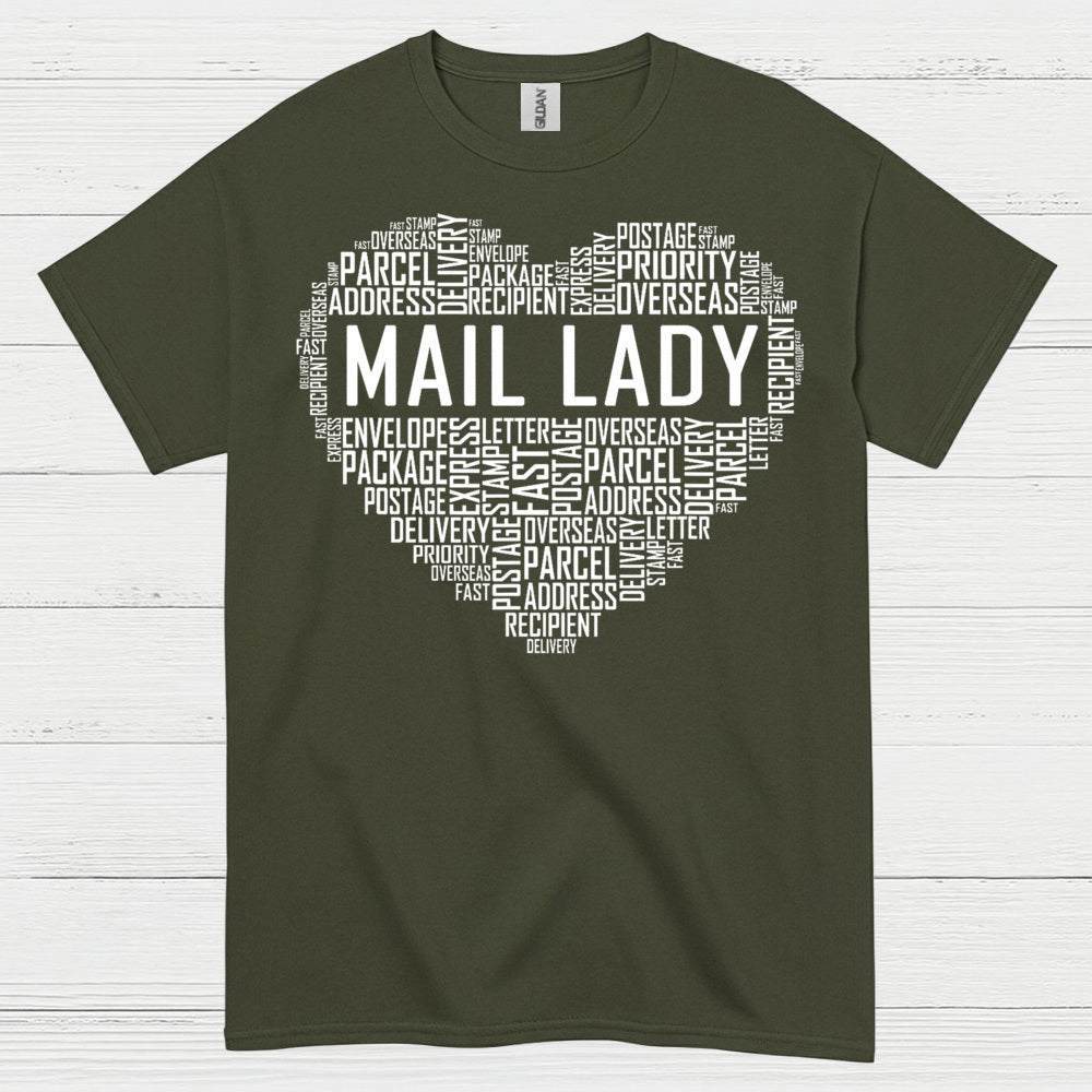 Mail Lady Heart Word Art T Shirt