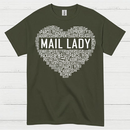 Mail Lady Heart Word Art T Shirt