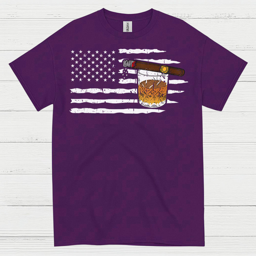 American Flag Whiskey And Cigar T Shirt