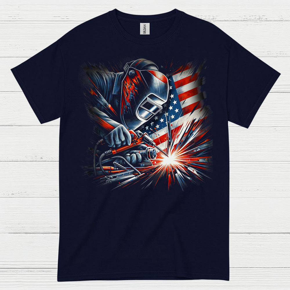 Patriotic Welder American Flag T Shirt