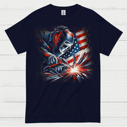 Patriotic Welder American Flag T Shirt