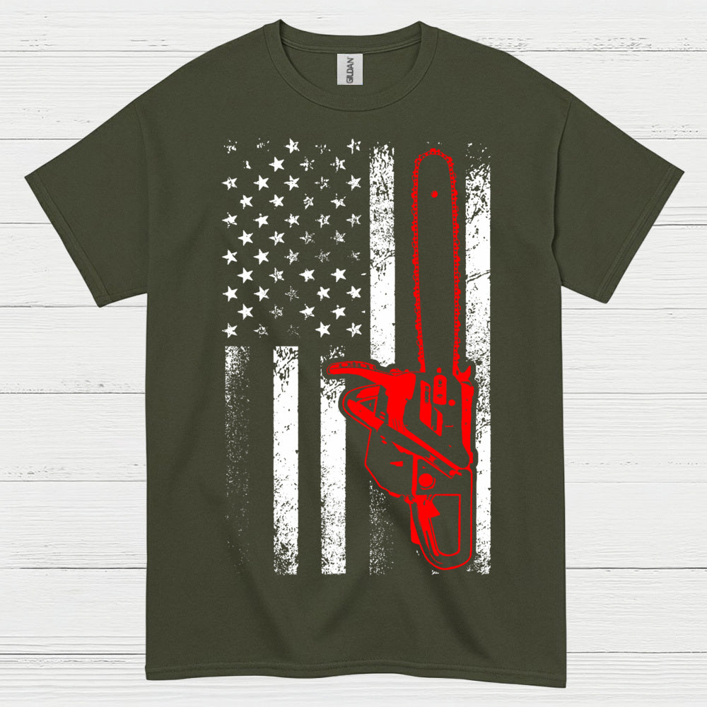 American Chainsaw Flag T Shirt