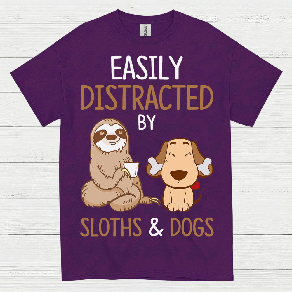 Easily Distracted Sloths And Dogs T Shirt