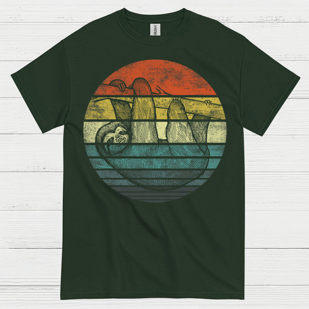 Vintage Sunset Sloth Graphic T Shirt