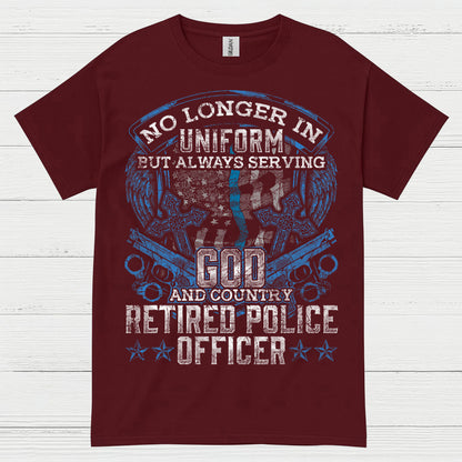 Retired Police Officer God And Country T Shirt