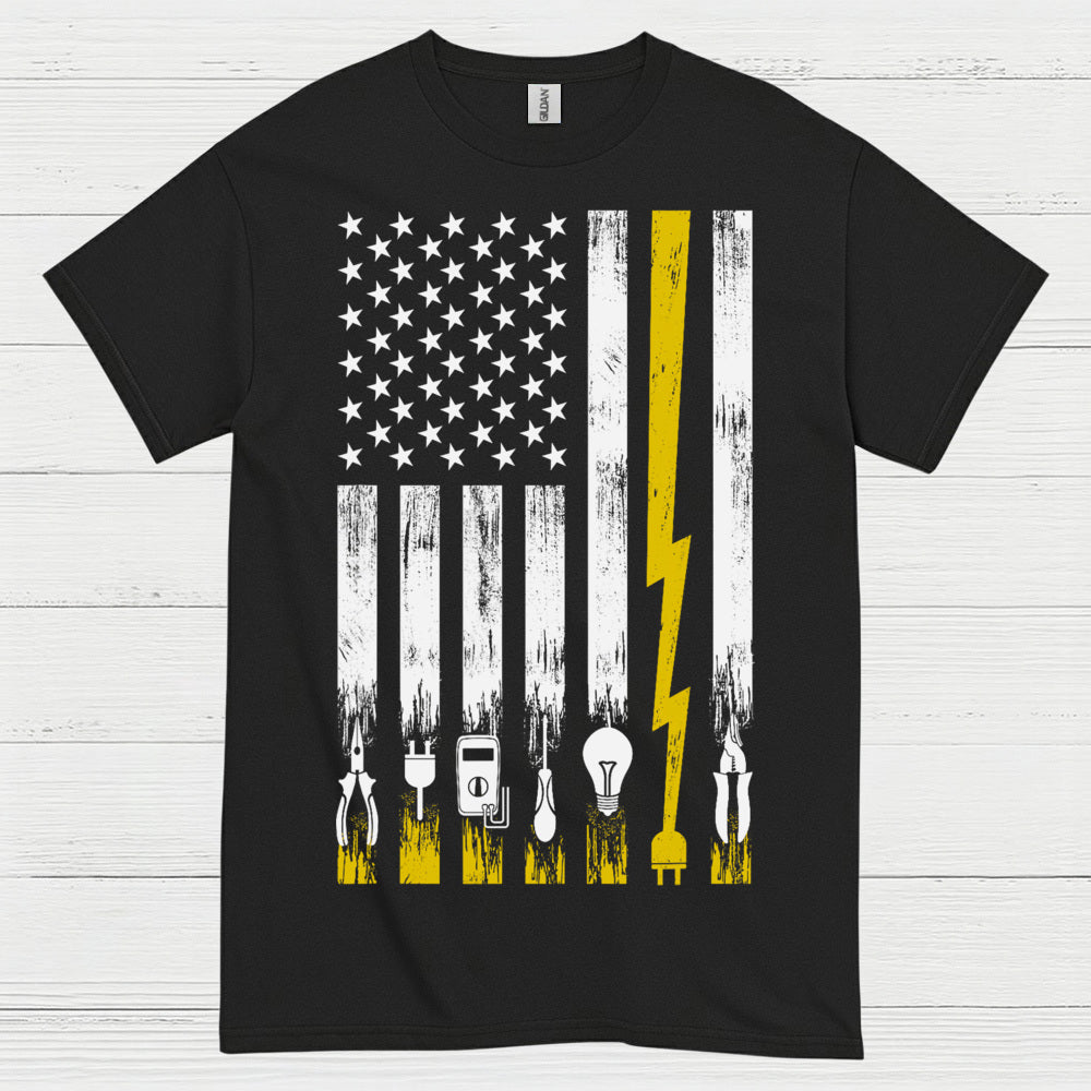 Electrician American Flag Tools T Shirt