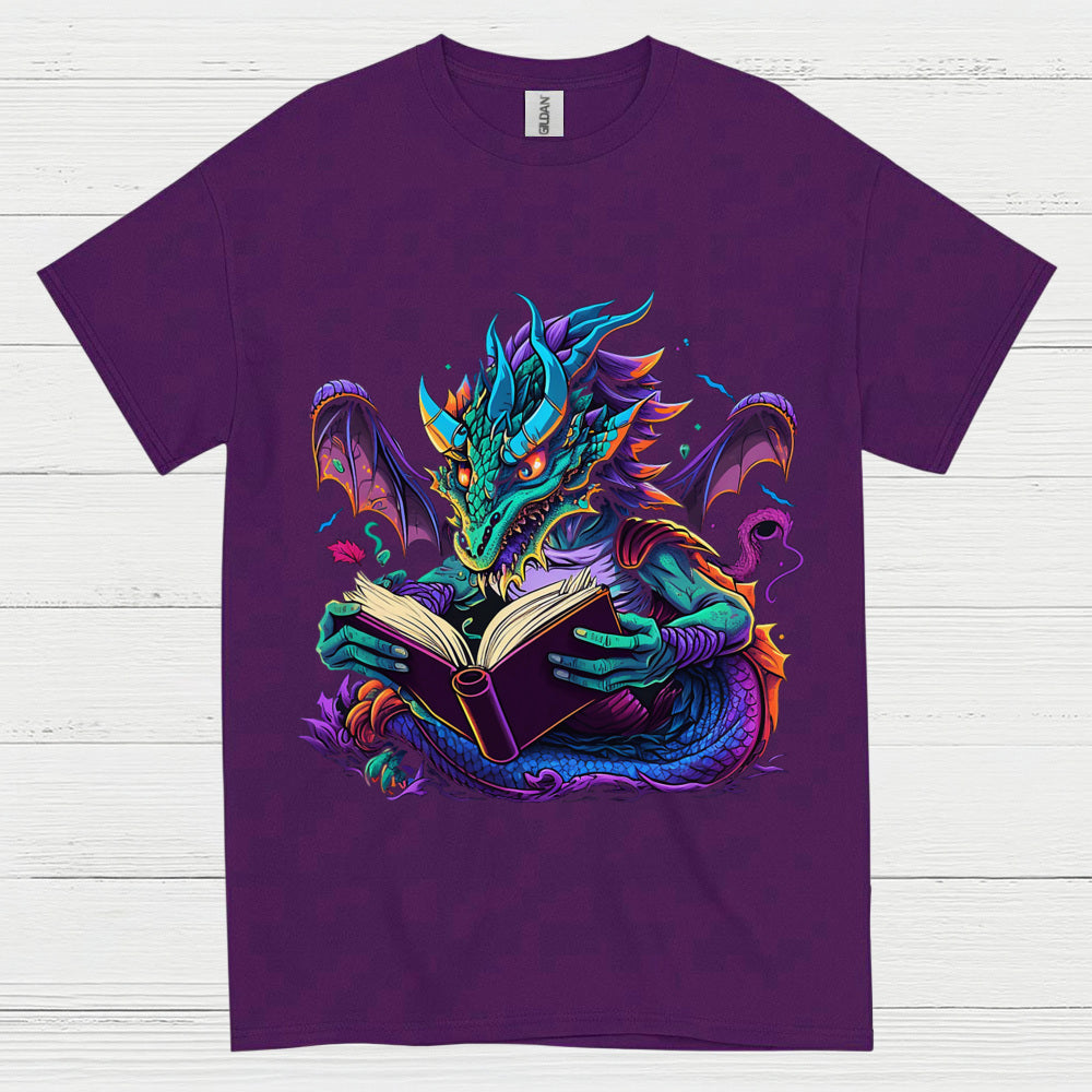 Reading Dragon Fantasy T Shirt