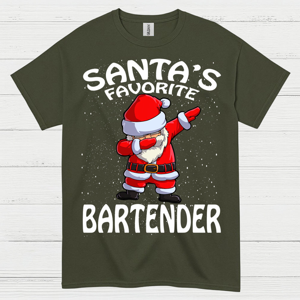 Santas Favorite Bartender Christmas T Shirt