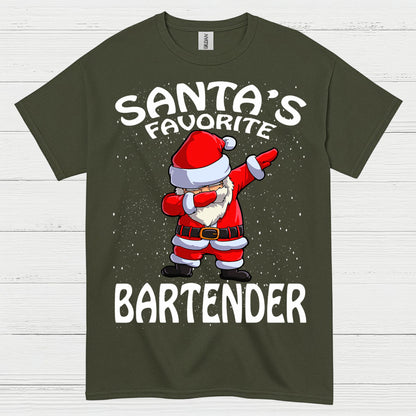 Santas Favorite Bartender Christmas T Shirt