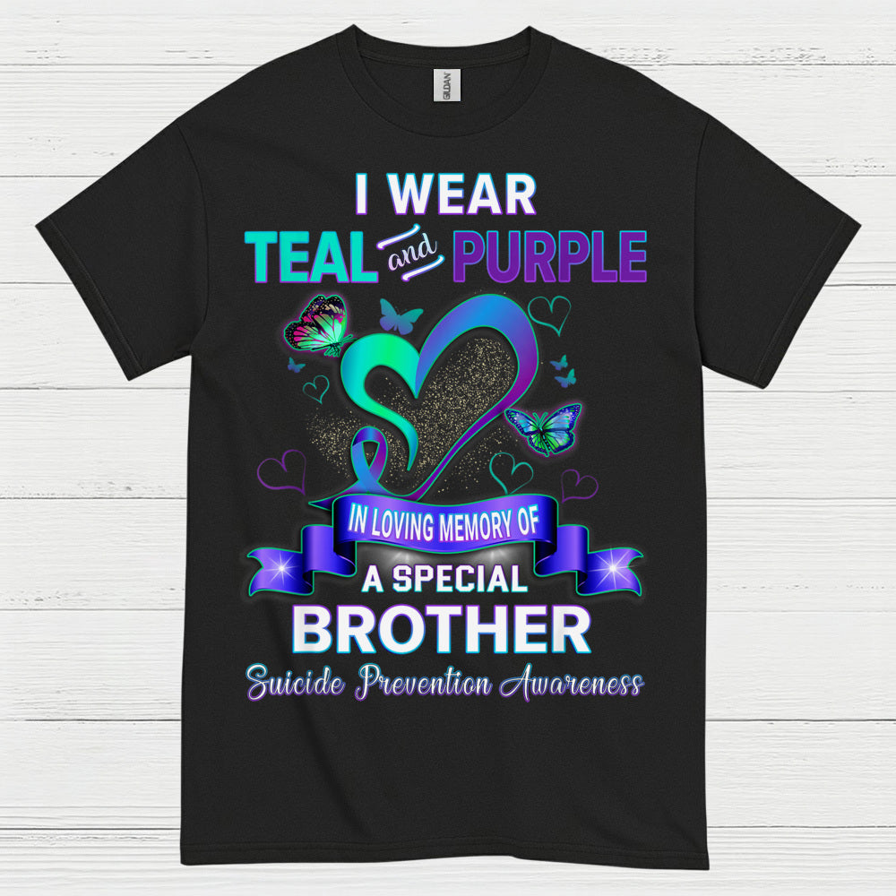 I Wear Teal Purple Brother Memory T Shirt