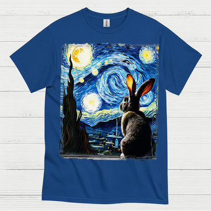 Quiet Bunny Starry Night Art T Shirt