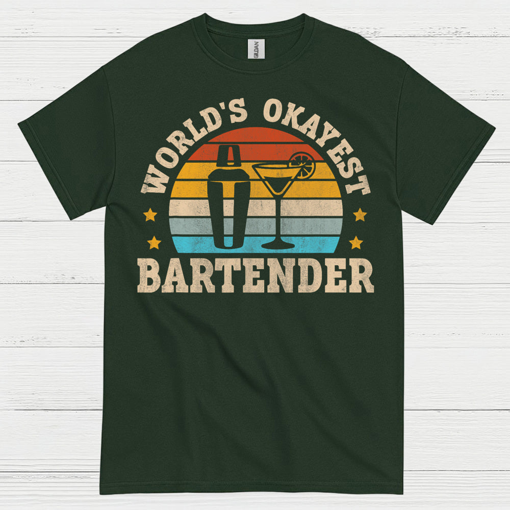 Worlds Okayest Bartender Vintage T Shirt