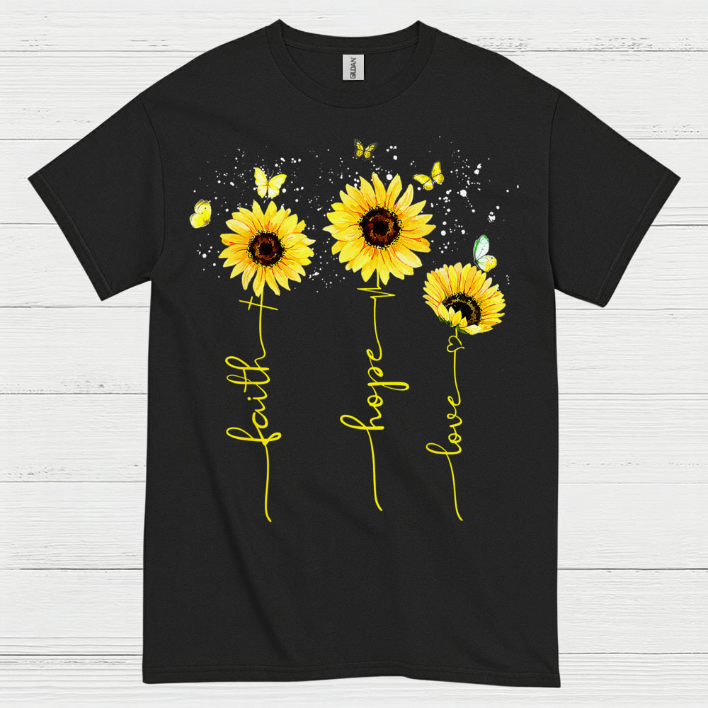 Faith Hope Love Sunflower Christian T Shirt