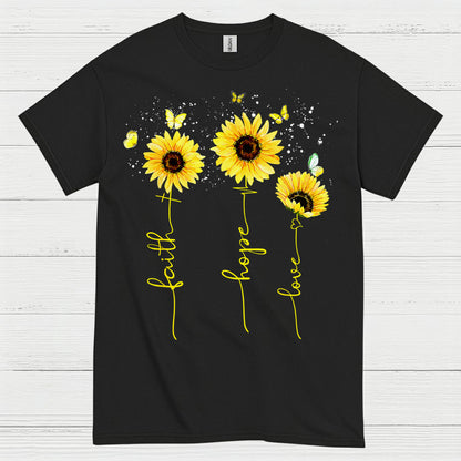 Faith Hope Love Sunflower Christian T Shirt