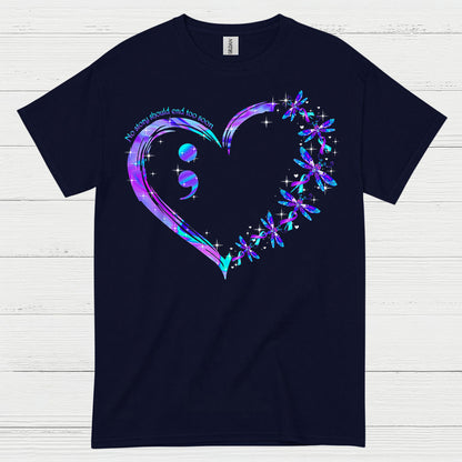 Semicolon Heart Butterfly Awareness T Shirt
