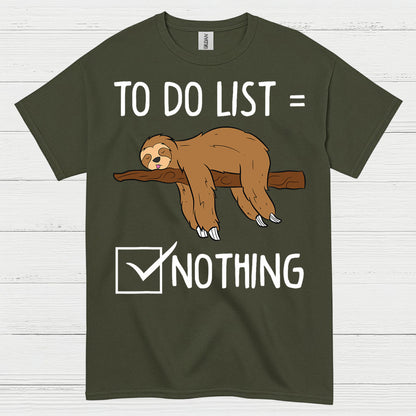 To Do List Nothing Sloth T Shirt