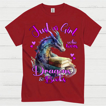 Dragon And Books Lover Girl T Shirt