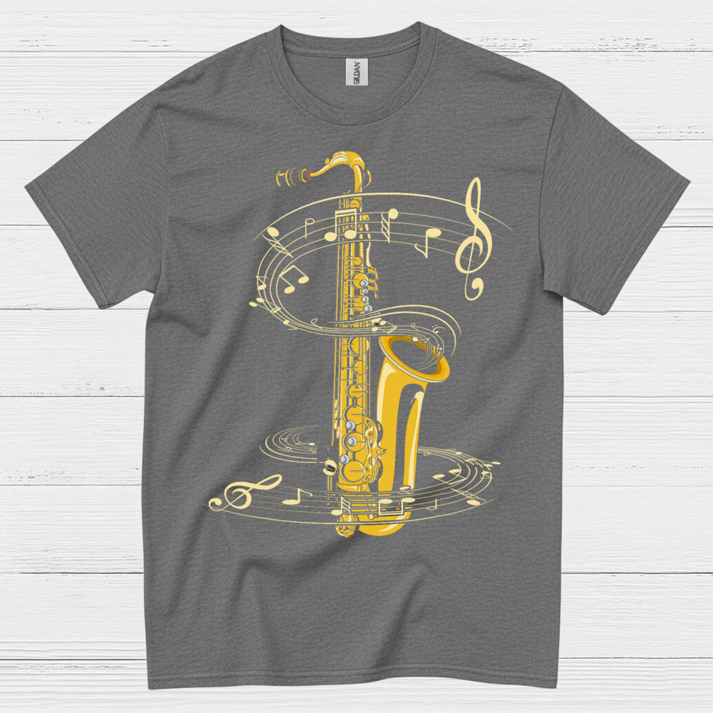 Golden Saxophone Music Art T Shirt