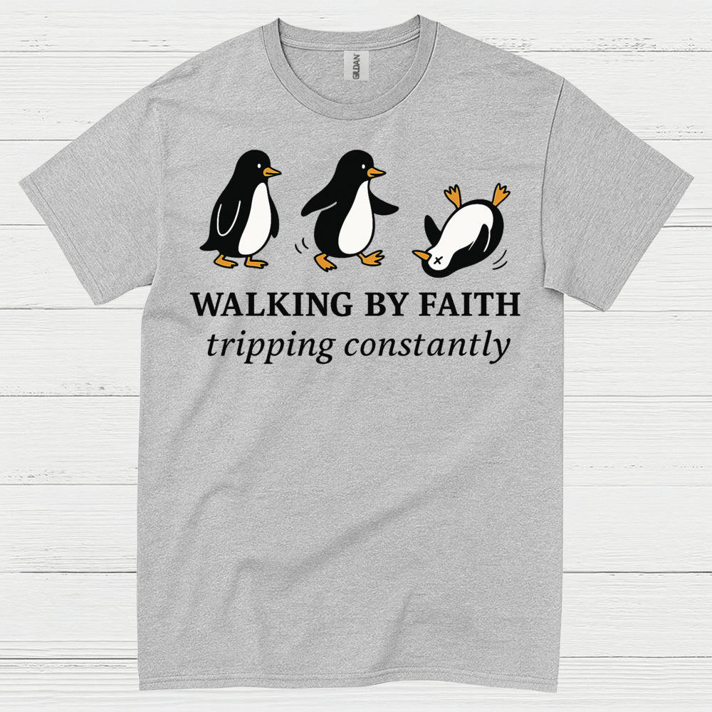 Walking By Faith Christian Humor T Shirt
