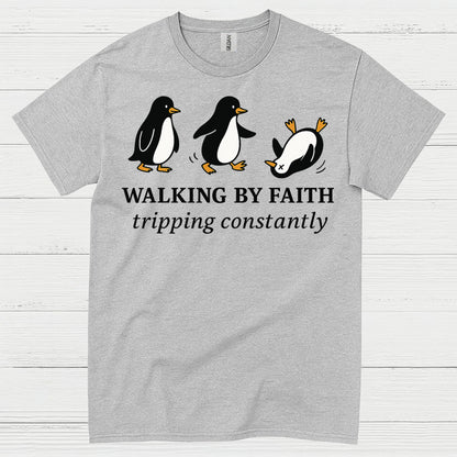 Walking By Faith Christian Humor T Shirt