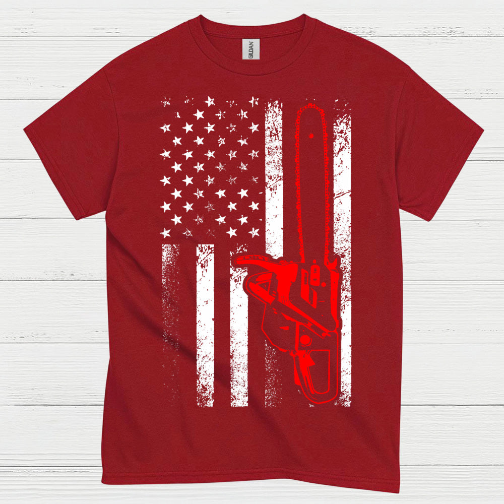 American Chainsaw Flag T Shirt