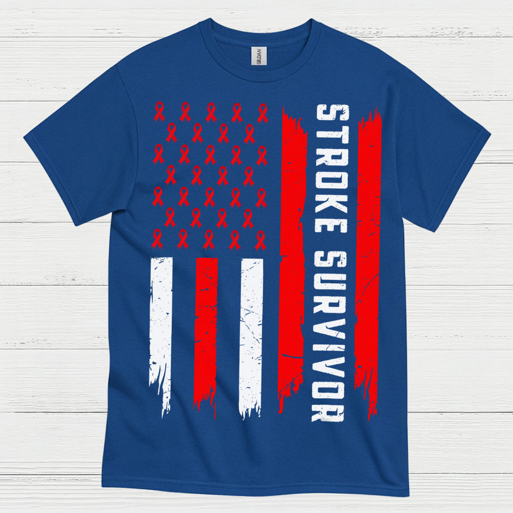 Stroke Survivor Patriotic Awareness Flag T Shirt
