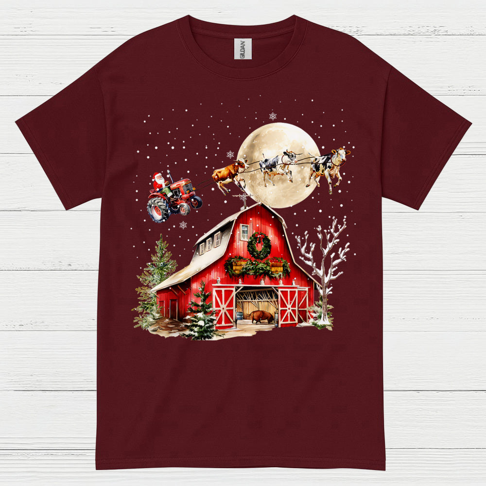 Christmas Farm Santa Tractor T Shirt