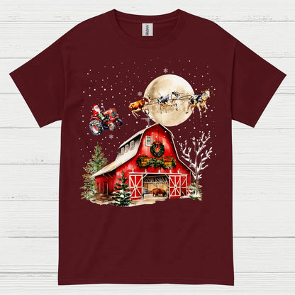 Christmas Farm Santa Tractor T Shirt