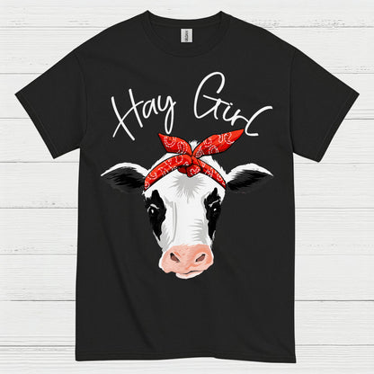 Hay Girl Bandana Cow T Shirt