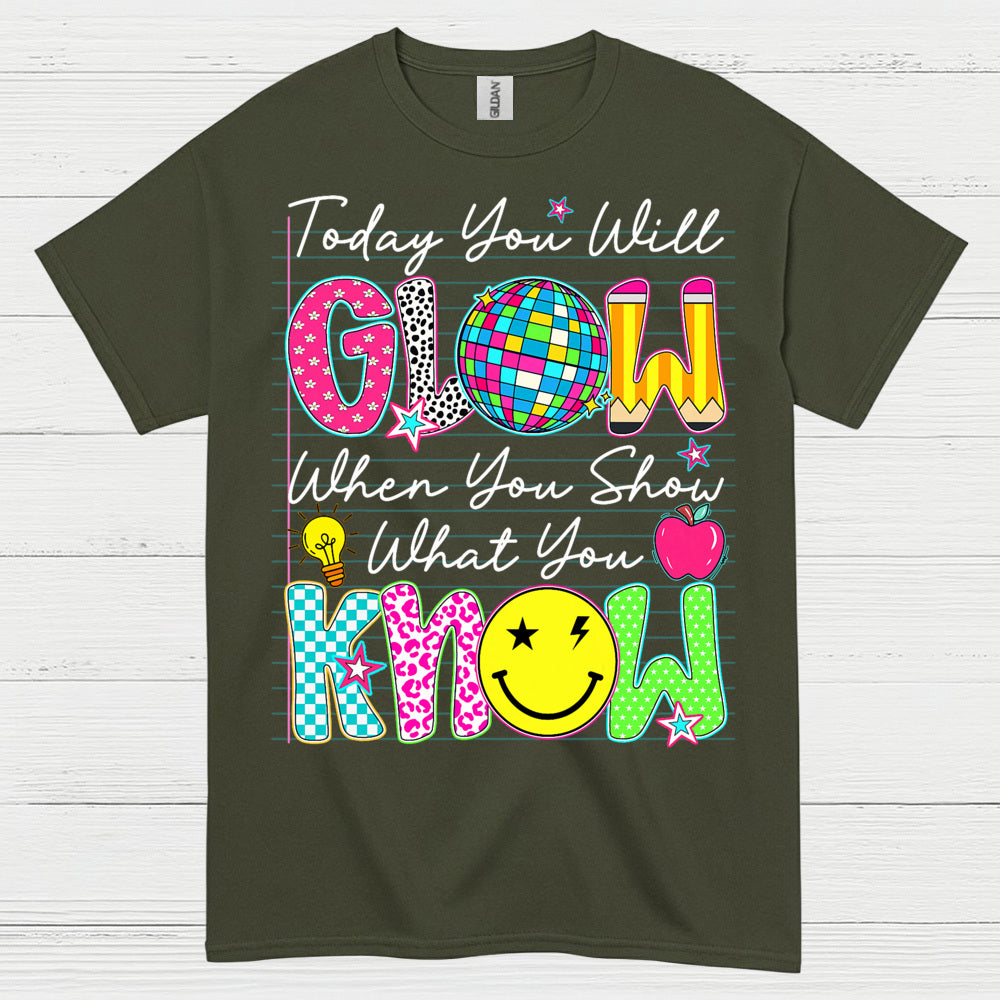 Glow with Knowledge Teacher T Shirt
