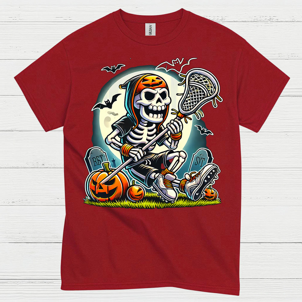Halloween Skeleton Lacrosse Player T Shirt