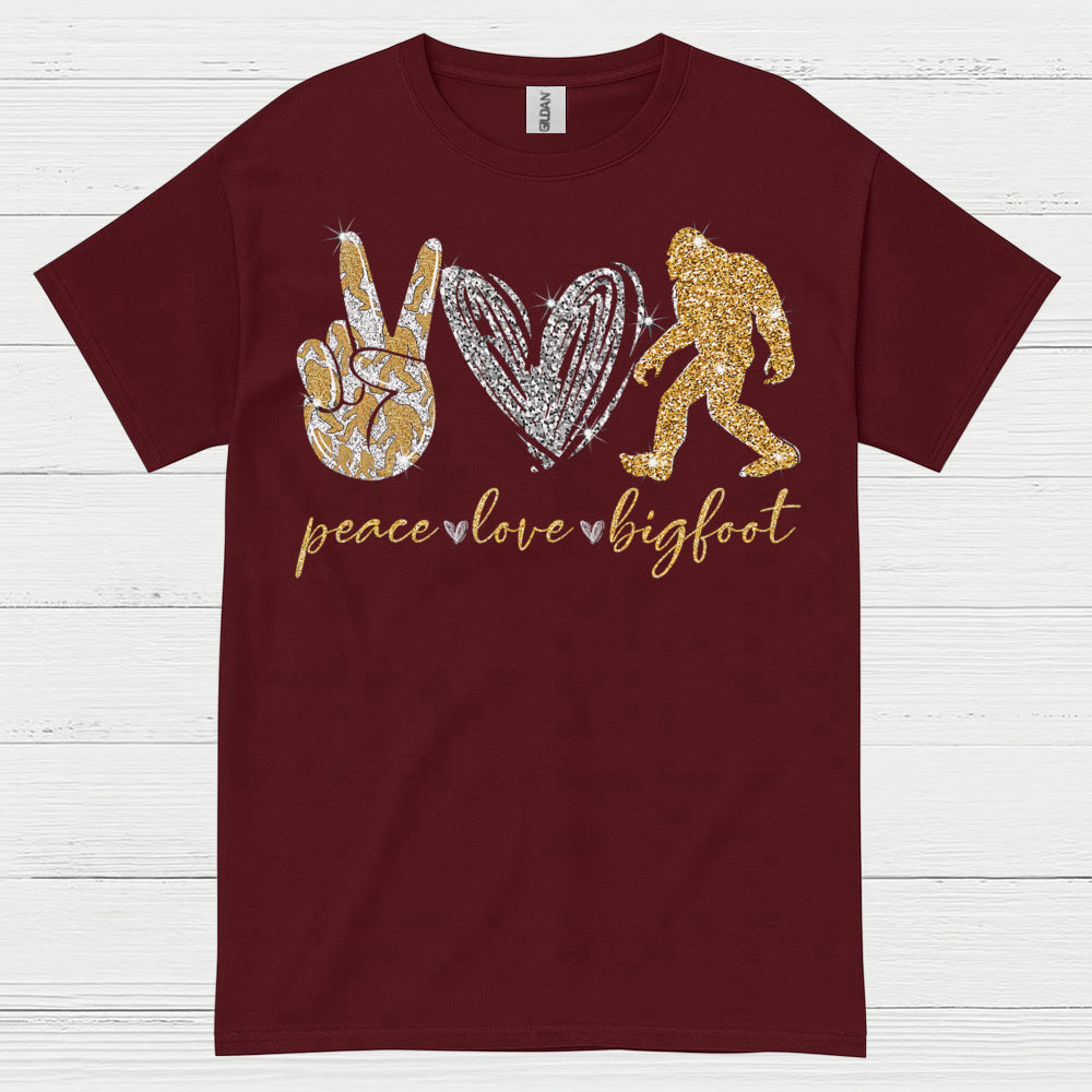 Peace Love Bigfoot T Shirt