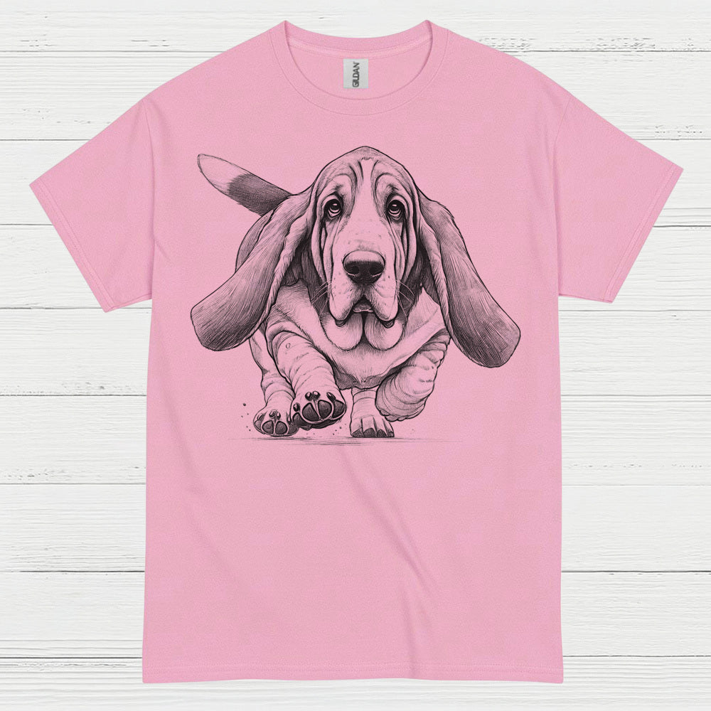 Cute Basset Hound Sketch Art T Shirt