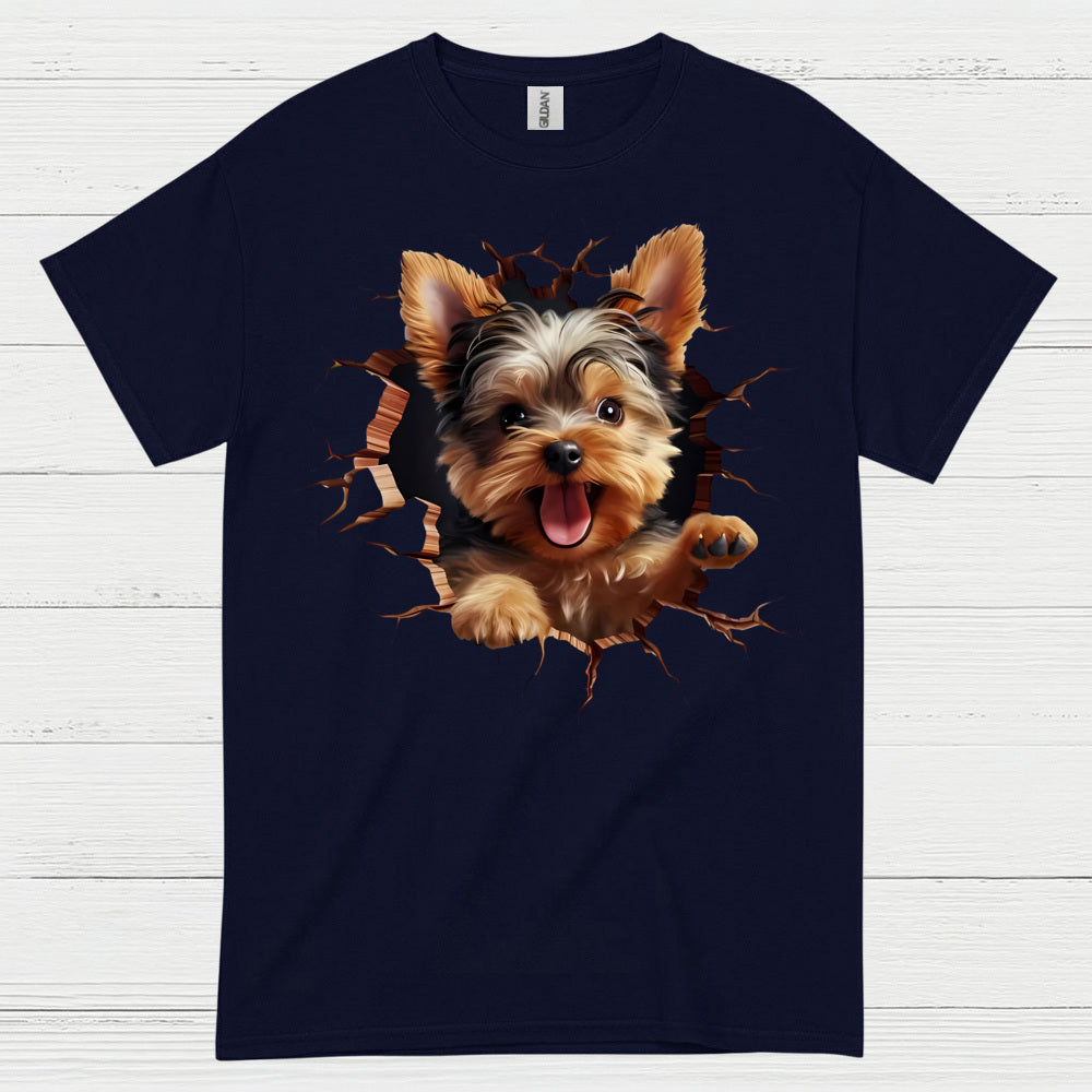 Cute 3D Yorkie Puppy Breakthrough T Shirt