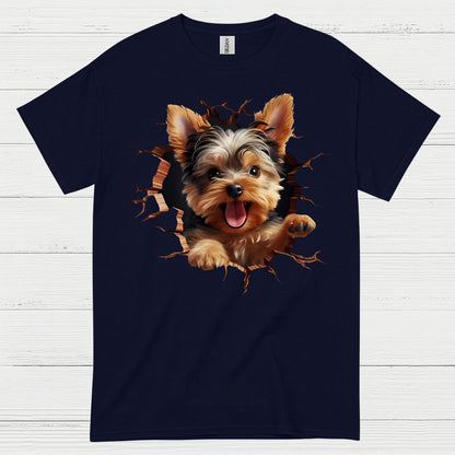 Cute 3D Yorkie Puppy Breakthrough T Shirt
