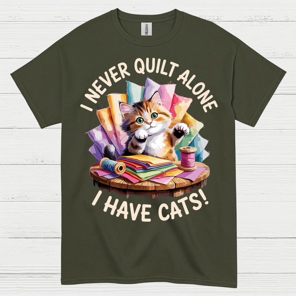Quilting With Cats Humor T Shirt