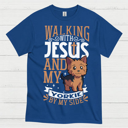 Walking With Jesus And My Yorkie T Shirt