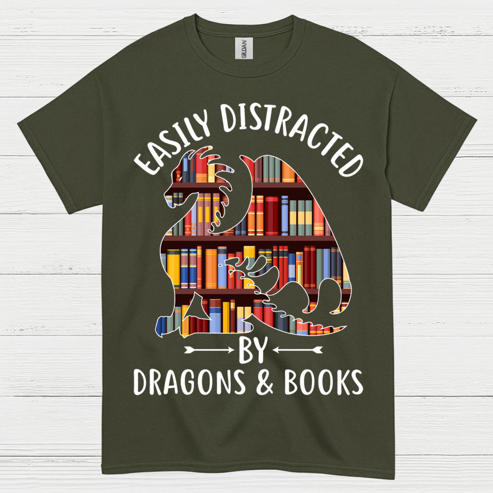Easily Distracted By Dragons And Books T Shirt
