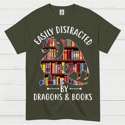 Easily Distracted By Dragons And Books T Shirt