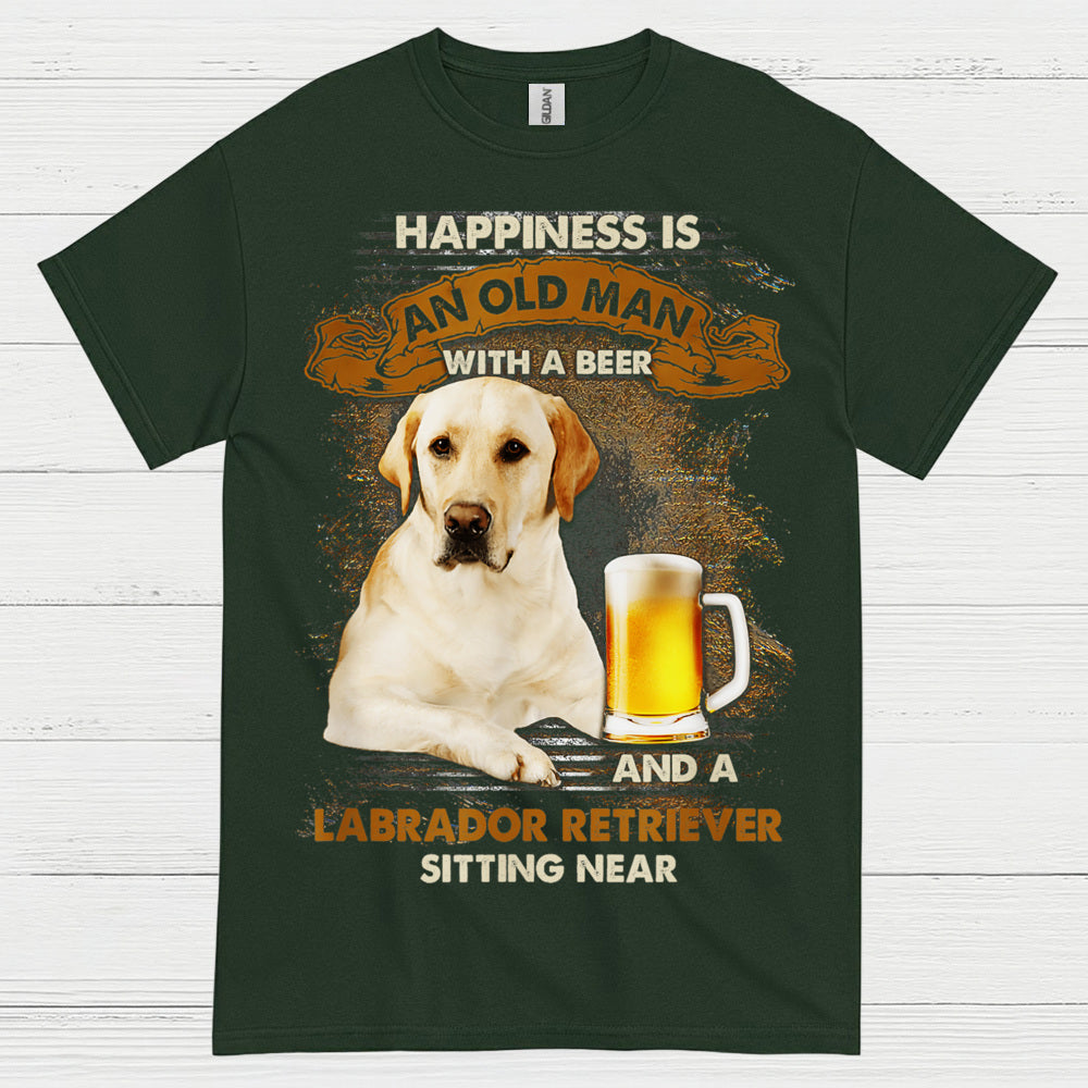 Happiness Is An Old Man With A Labrador T Shirt