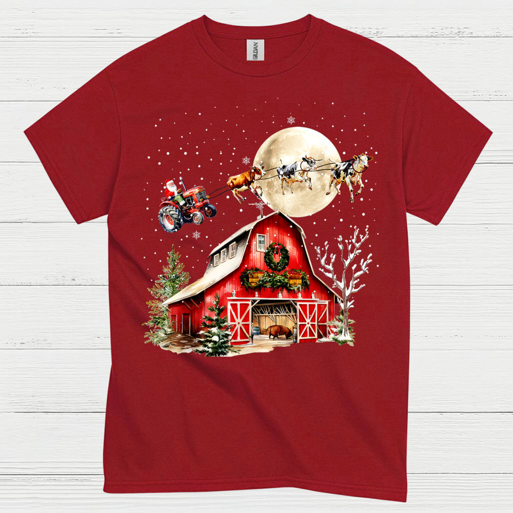 Christmas Farm Santa Tractor T Shirt