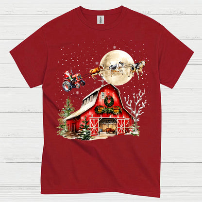 Christmas Farm Santa Tractor T Shirt