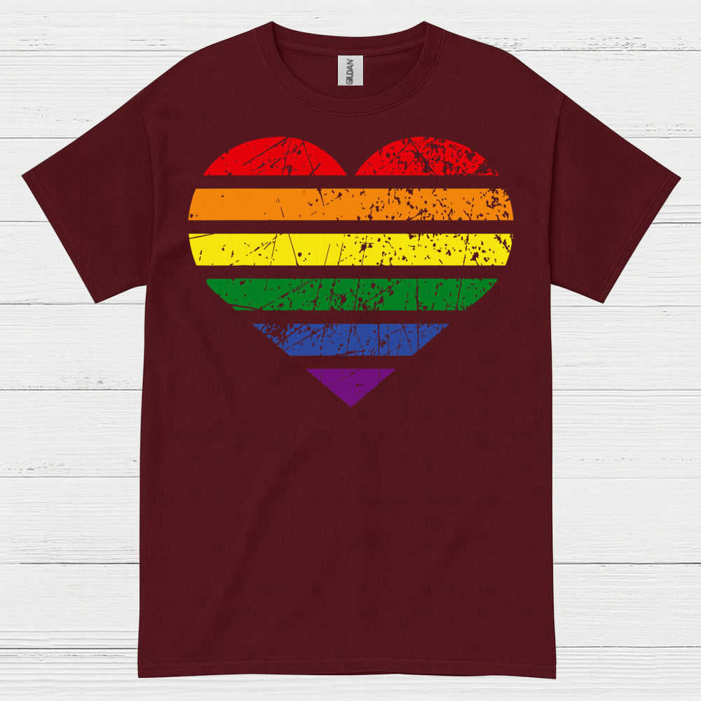 Vintage Rainbow Heart Pride T Shirt