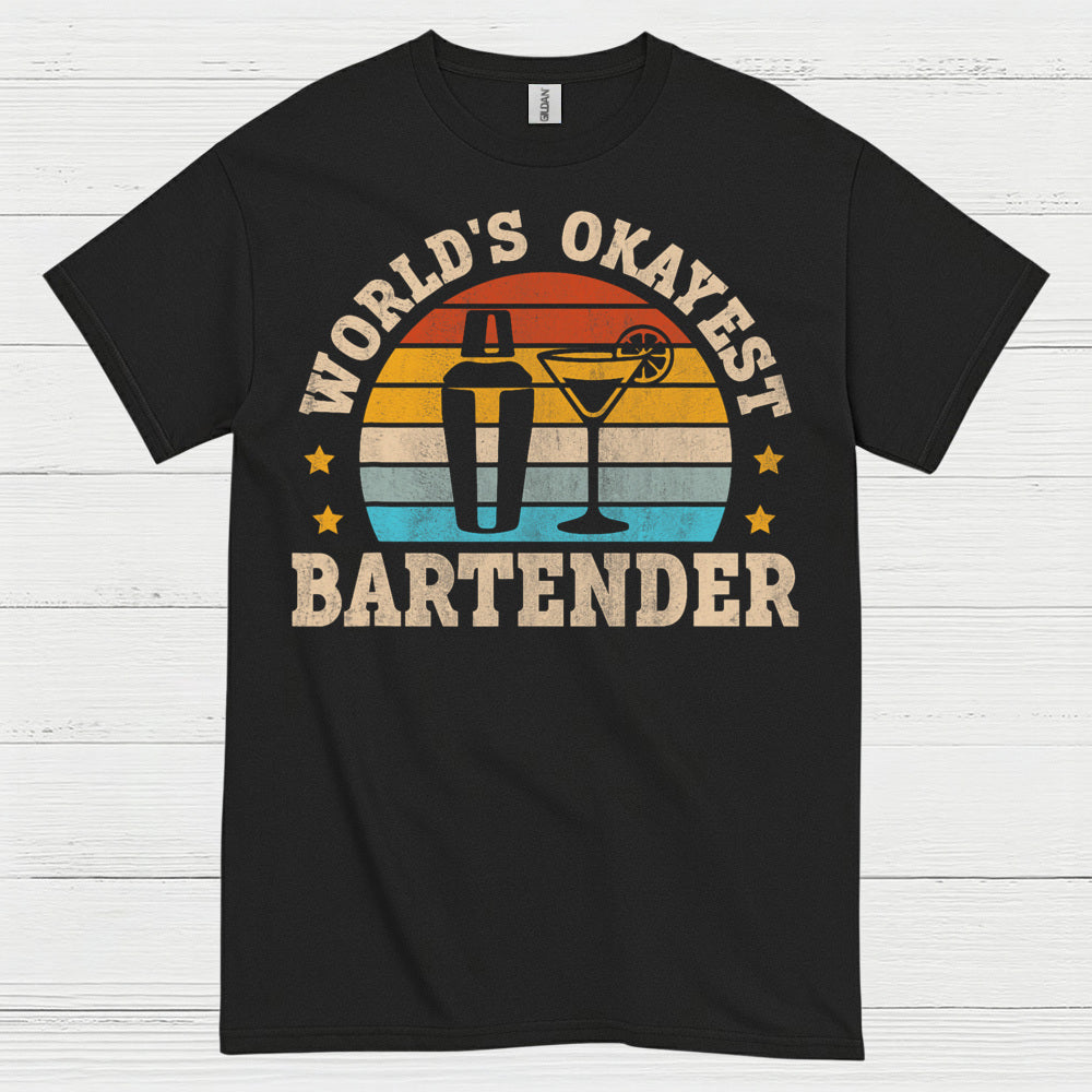 Worlds Okayest Bartender Vintage T Shirt