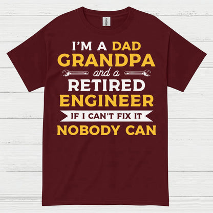 Retired Engineer Grandpa Dad T Shirt