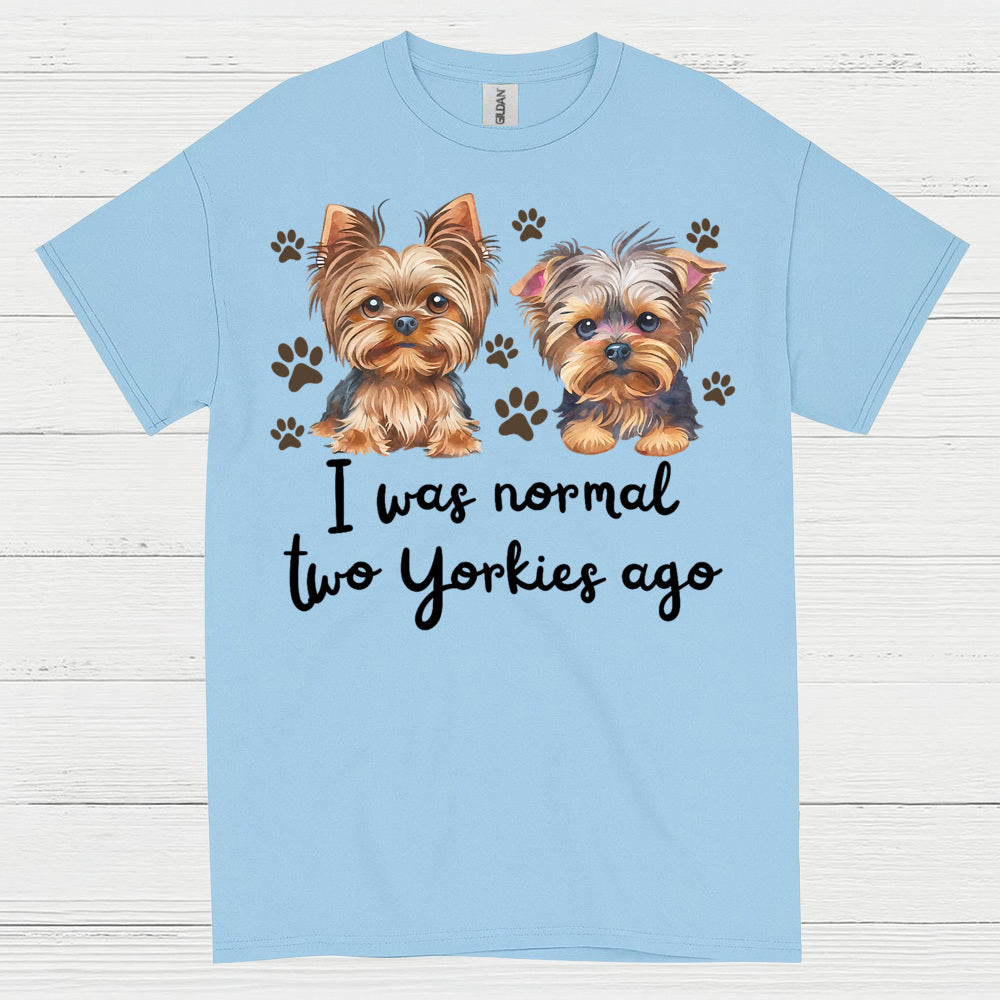 Funny Two Yorkies Ago Dog Lover T Shirt