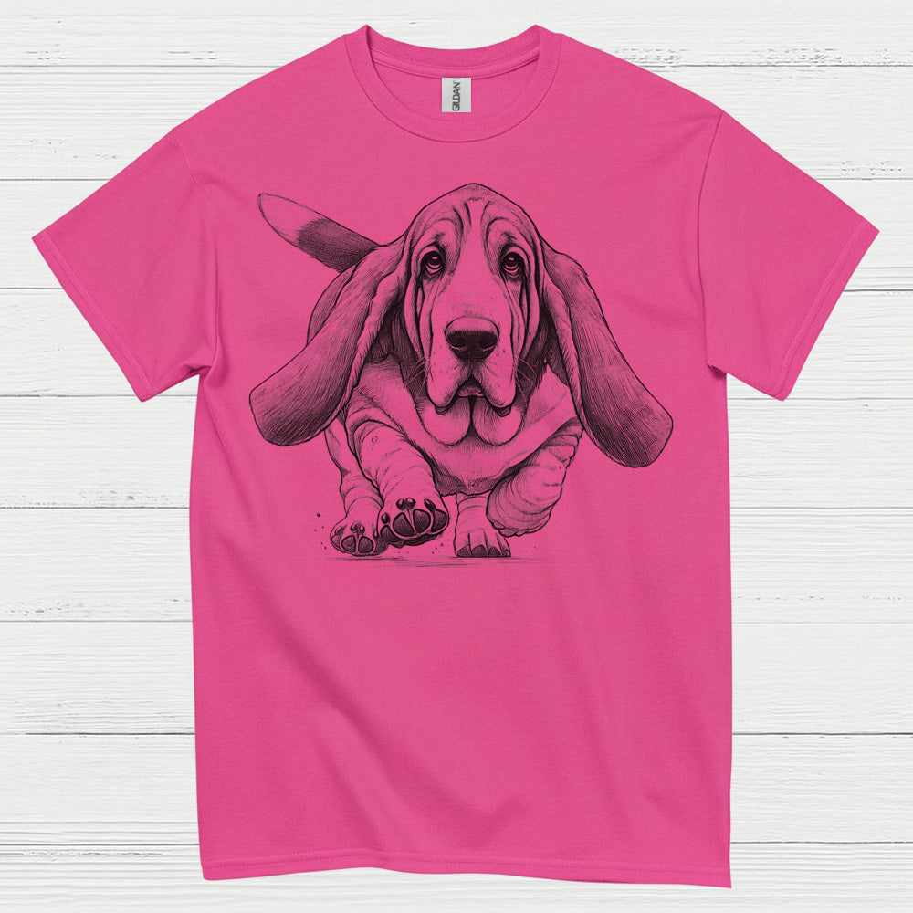 Cute Basset Hound Sketch Art T Shirt