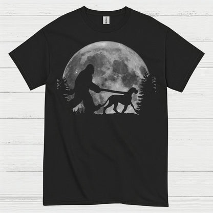Bigfoot Walking Dog Moon T Shirt