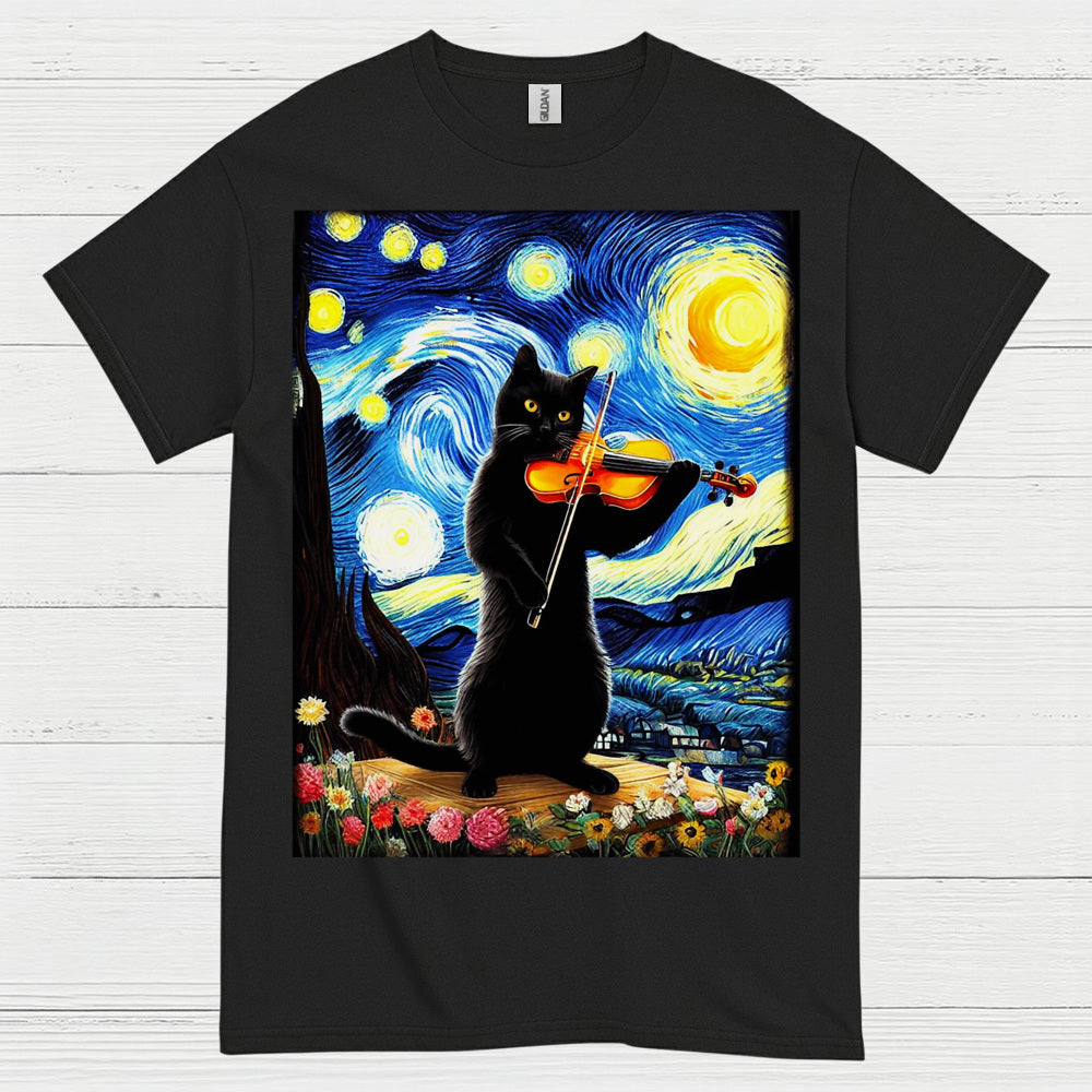 Artistic Cat Violin T Shirt