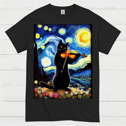 Artistic Cat Violin T Shirt